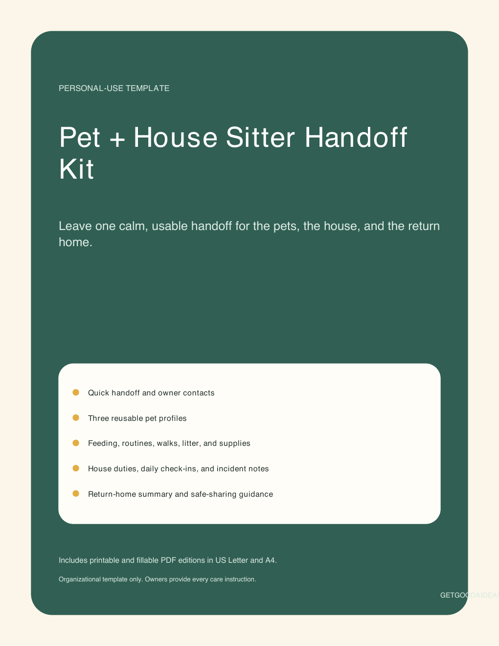 Pet and House Sitter Handoff Kit cover